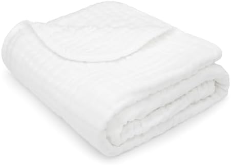 Comfy Cubs Muslin Baby Blanket - 40x40 White