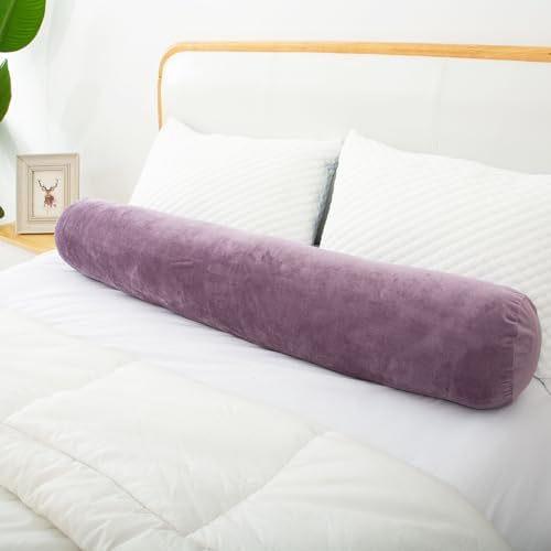 Long Body Pillow for Adults with Velvet Cover and Zip Closure