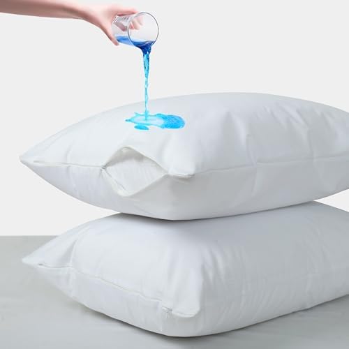 Waterproof Pillow Protectors Set of 2 with Zipper