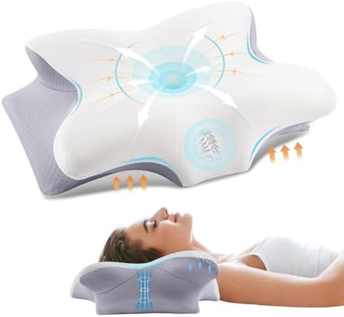 FAIORD Ergonomic Cervical Pillow with Cooling Memory Foam and Washable Case