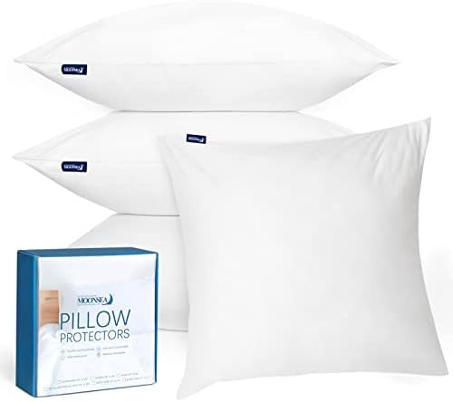 Moonsea 18x18 Waterproof Pillow Covers Set of 4 White Zippered
