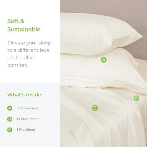 Cariloha Classic 4-Piece Twill Sheet Set Ivory Full 1