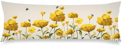 TOKILIAR Spring Floral Body Pillow Cover Yellow 20x54 1