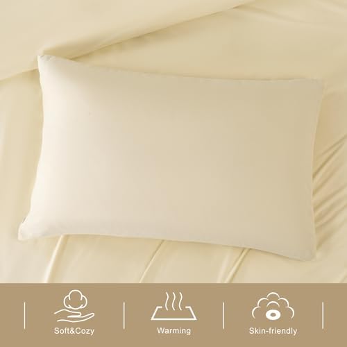 HAPPYMOON 2 Pack Cream Zippered Pillow Cases