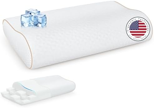 Zibroges Adjustable Cooling Memory Foam Pillow for Neck Pain Relief