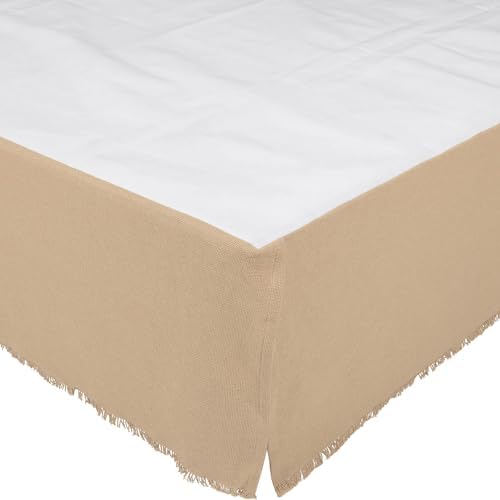 VHC Brands Burlap Fringed Bed Skirts Twin Size