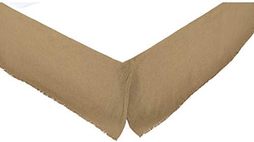 VHC Brands Burlap Fringed King Bed Skirt Tan