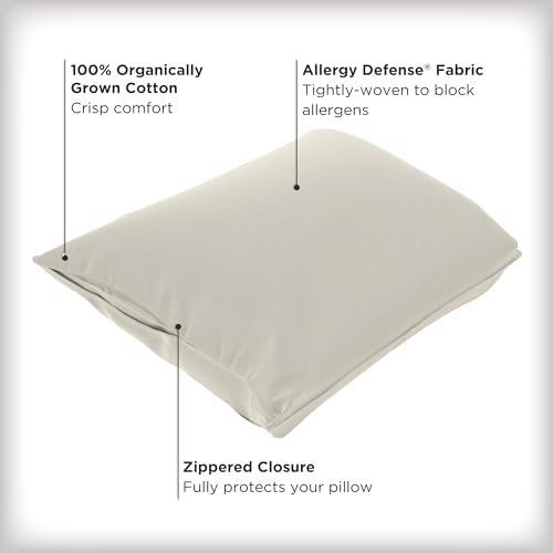 AllerEase Organic Cotton Allergy Pillow Protector - 2 Pack
