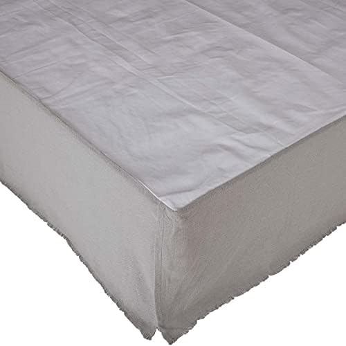 VHC Brands Burlap Dove Grey Fringed King Bed Skirt 78x80x17