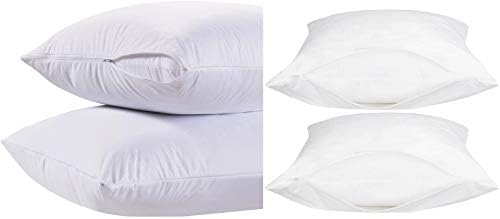 4 Pack Deluxe Zippered Pillow Covers - Waterproof Durable