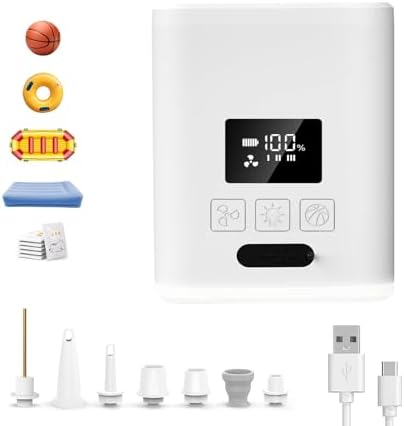ZOPOM Mini Portable Electric Air Pump with 5000mAh Battery and LED Light