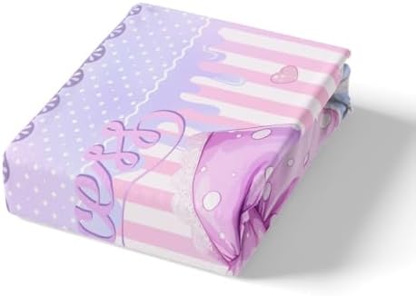 Manfei Purple Bowknot Queen Fitted Sheet Set