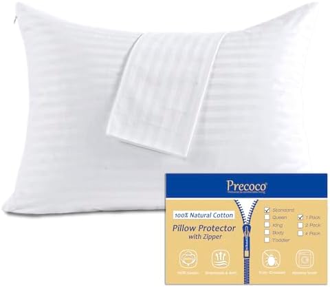 Precoco 100 Cotton Zippered Pillow Protector 20x26in
