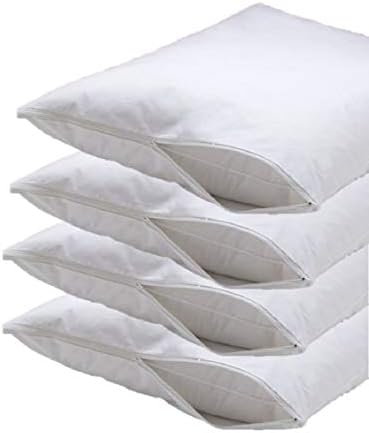 4 Pack Deluxe Zippered Pillow Covers - Waterproof Durable