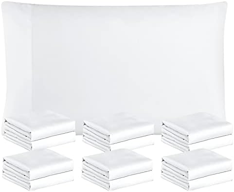 FreshCulture White Pillowcases Queen Size 12 Pack - Soft Microfiber