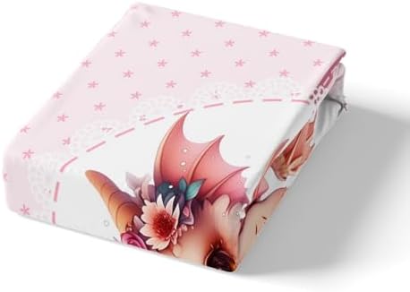Pink Cartoon Animals Queen Fitted Sheet Set with Pillow Cases