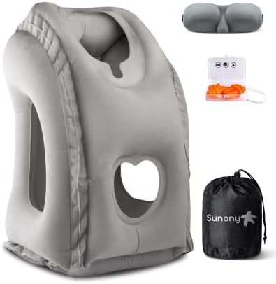 Sunany Inflatable Travel Pillow with Eye Mask and Earplugs
