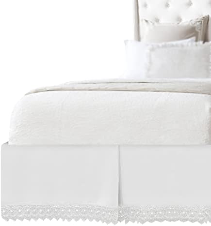 Elegant Comfort Narina Collection Lace Bed Skirt California King White