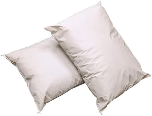 2 Pack MediCheck White Vinyl Bed Pillows - Wipeable Non-Fluffy Low Profile