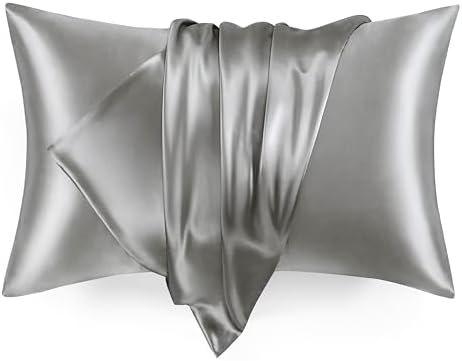 Loves cabin King Size Satin Pillowcase Set of 2 Dark Grey