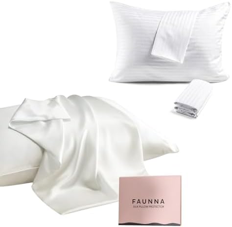 FAUNNA 4 Pack Cotton Pillow Protectors 1 Piece Silk Pillow Case