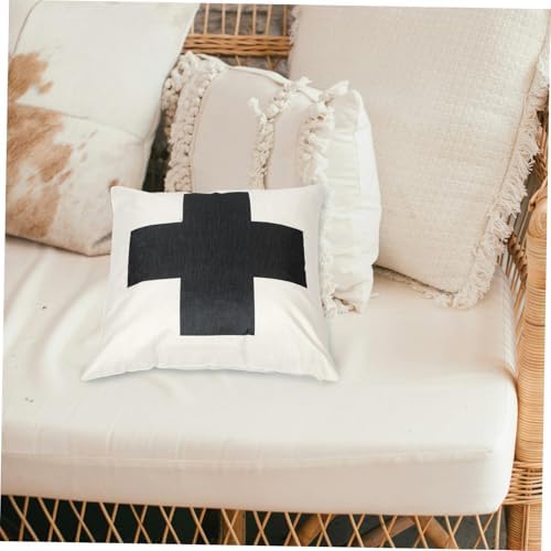 CHILDWEET Square Cross Pattern Linen Pillowcase