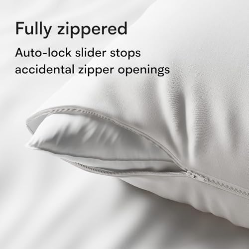 100 Cotton Pillow Protectors 4-Pack Zipper Standard Size