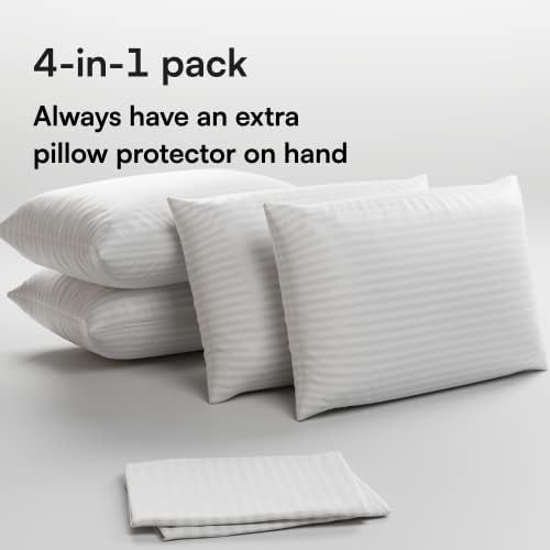 Ultra Soft Pillow Protectors - 4 Pack Zipper Standard Size