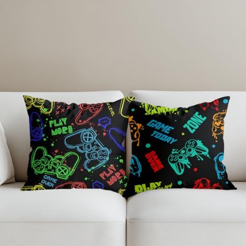CQM 2pcs Flannel Pillow Covers 18x18 Game Room Decor