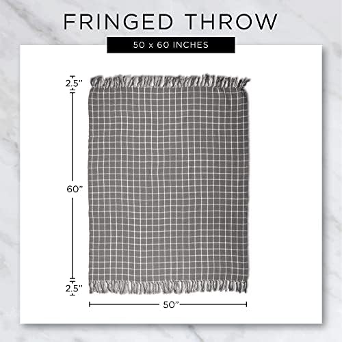DII Herringbone Striped Cotton Throw Blanket 50x60 Stone