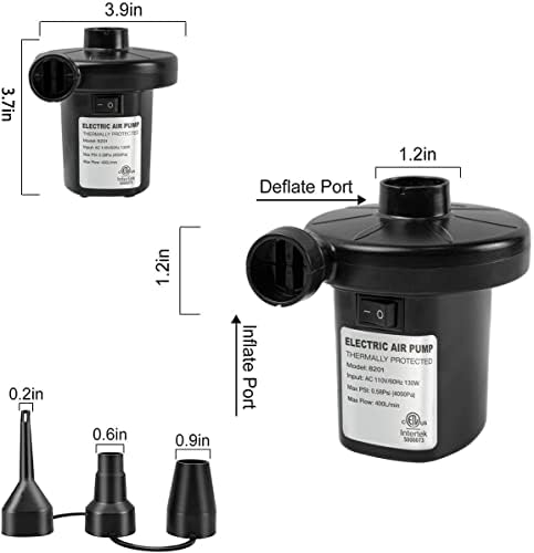 WEEFEESTAR 130W Electric Air Pump with 3 Nozzles