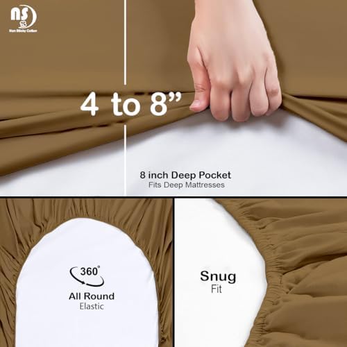 NON Sticky Cotton Premium Cot Sheet Set 4 Piece Taupe