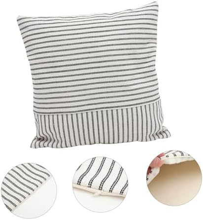 GARVALON 2Pcs Cotton Linen Square Throw Pillow Covers with Invisible Zipper