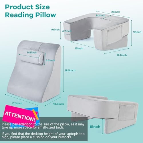 NHX Reading Pillow Set with Back Support and Laptop Desk