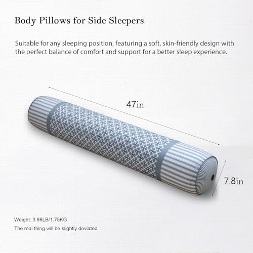 47 Inch Round Body Pillow for Adults Detachable Cover