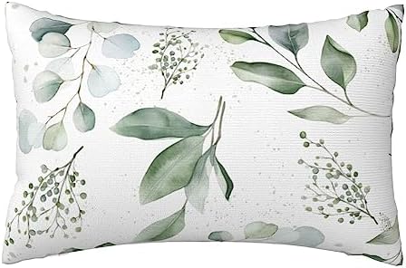 IVSYCOF Green Plant Leaf Pillow Case 20x30 Inch Durable Decorative