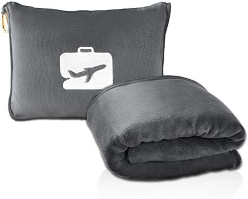 EverSnug Travel Blanket with Pillow - 65x40 Inches Microplush Grey