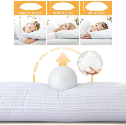 Oubonun Premium Striped Body Pillow - Cooling Cotton Cover Ultra-Soft 3D Microfiber Filled