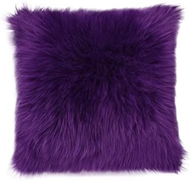 LIFKOME Fluffy Pillow Cover Purple Square Throw