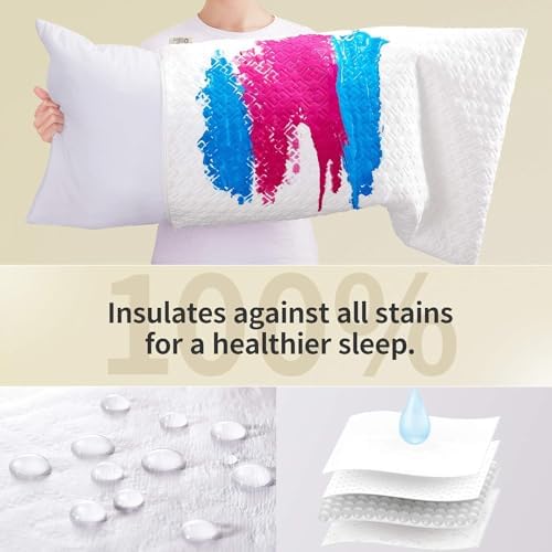 CoolShields Pillow Protector 2 Pack - Waterproof Zippered Hypoallergenic Breathable