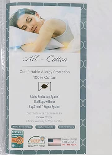 National Allergy Premium Cotton Zippered Pillow Protector - 26x26 - White - 300 Thread Count