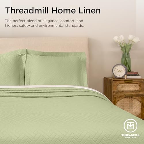 Threadmill Sage Green Cotton Blanket for Twin Bed