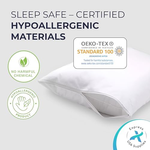 4 Pack Pillow Protector 20x26 Inches Waterproof Soft Breathable