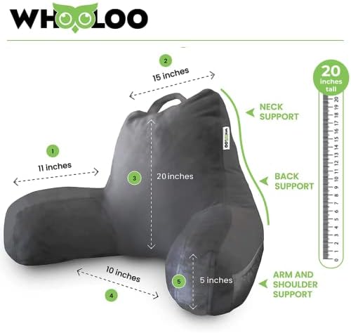 WhooLoo Adult Reading Pillow for Bed Backrest Support