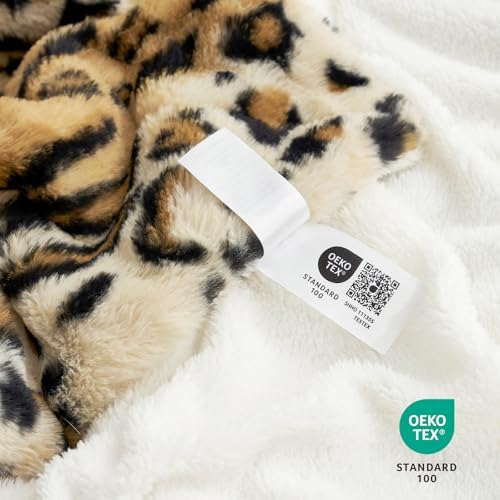 Cozy Bliss Luxury Faux Fur Leopard Print Throw Blanket