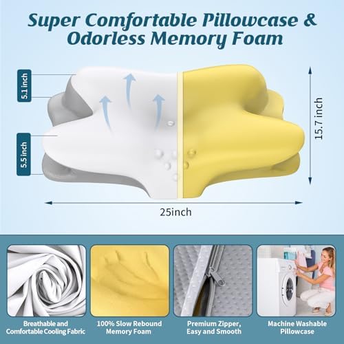 HAMYODO Ergonomic Neck Pillow with Cooling Memory Foam