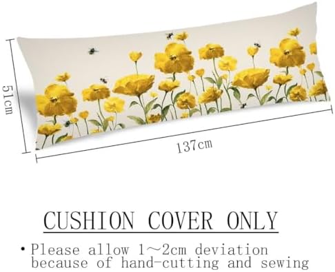 TOKILIAR Spring Floral Body Pillow Cover Yellow 20x54 1