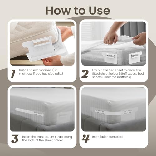 MIAOBAOLE Bed Sheet Holder Fitted Lock - 4 Pcs Set