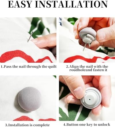 Xuduvay Duvet Clips 16 Sets with Mushroom Buttons and Soft Fabric Material Grey
