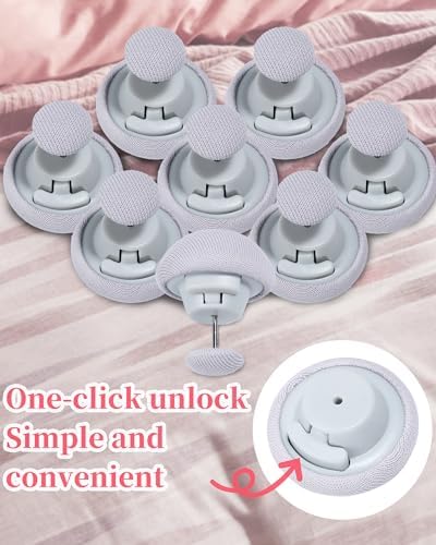 Xuduvay Duvet Clips 16 Sets with Mushroom Buttons and Soft Fabric Material Grey